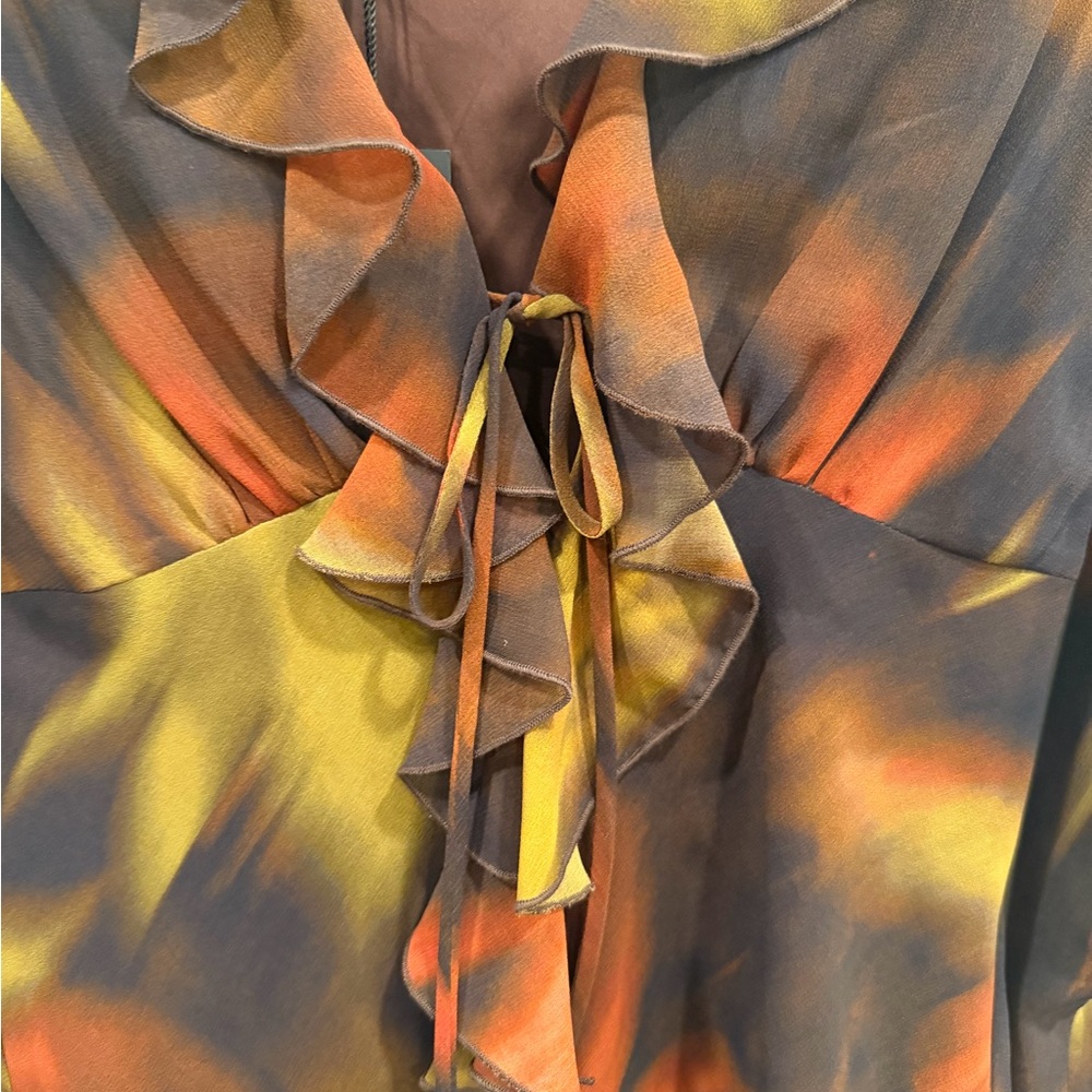 Gianni Bini Sheer Chiffon Mini Dress Abstract Print Flowy XS NEW - Picture 7 of 8